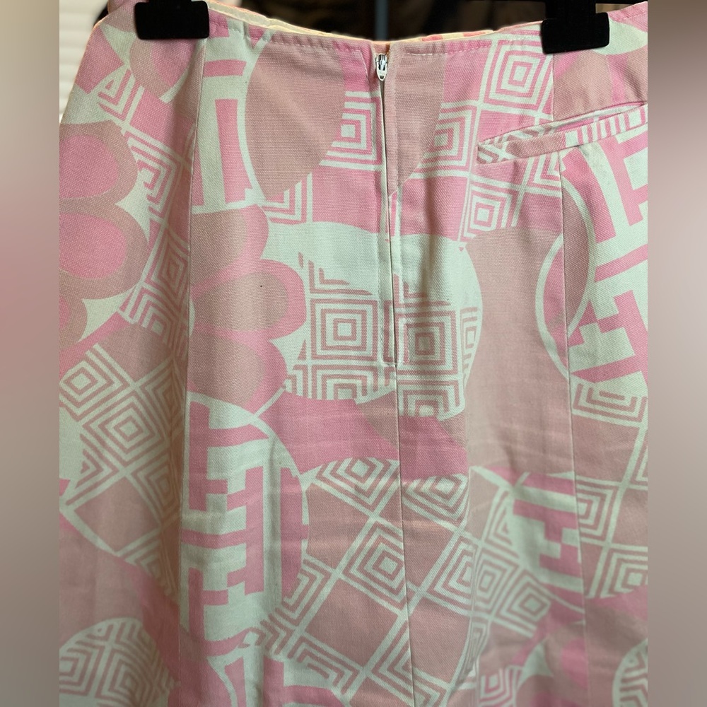 Pink Floral Geometric A-Line Mini Skirt Gordon of Philadelphia - Picture 4 of 10